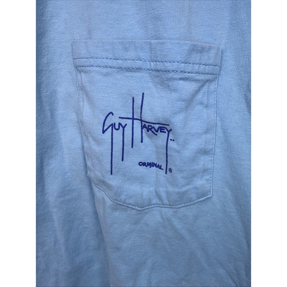 Guy Harvey Shirt Mens Large Blue Pocket Graphic Tee Gulf Of Mexico Sea Turtles F - Picture 2 of 5